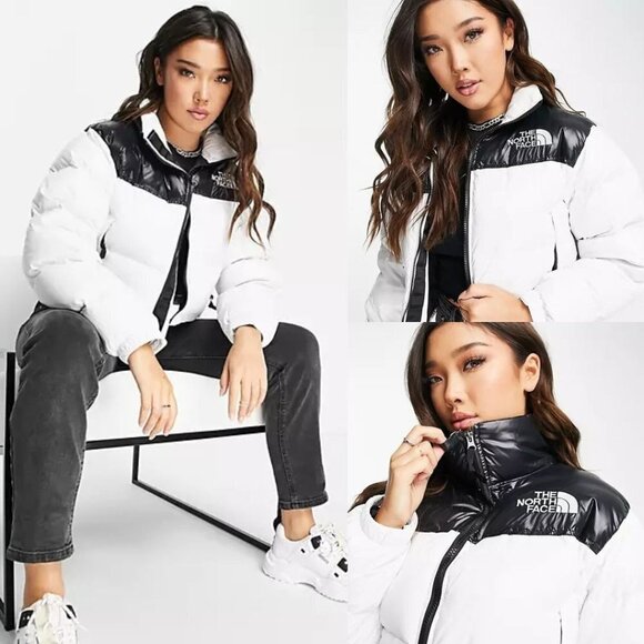 The North Face Nuptse 1996 Retro Short Cropped Puffer Down Jacket White Black - Picture 1 of 16